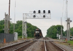 NS 6615 with a SB rock train waiting for a NB train